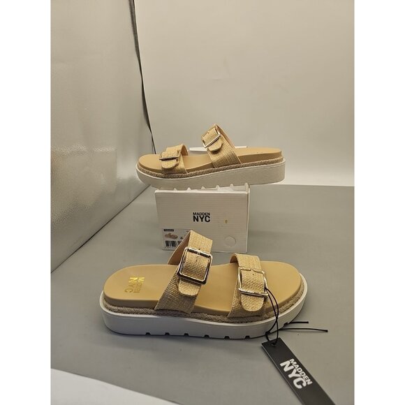 Steve Madden NYC Women’s Platform Sandals, Tan Raffia, Women’s Size 10 New - Picture 1 of 7